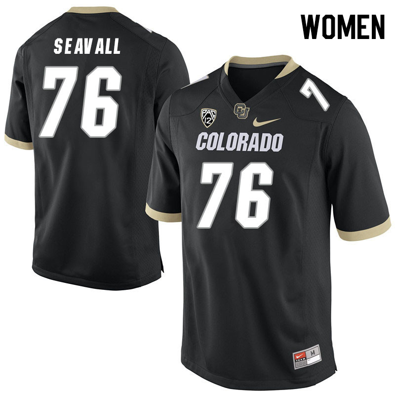 Women #76 Jack Seavall Colorado Buffaloes College Football Jerseys Stitched Sale-Black - Click Image to Close